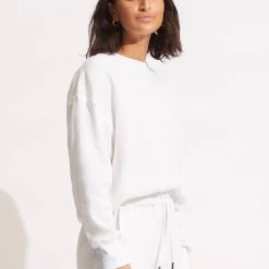 Seafolly Ladies Waffle Sweat Top - White -Seafolly shop 54725 TO White 3