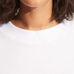 Seafolly Ladies Waffle Sweat Top - White -Seafolly shop 54725 TO White 5