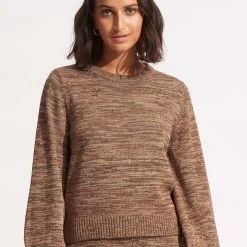 Seafolly Ladies Maple Knit Jumper - Sepia -Seafolly shop 54727 KN Sepia 3