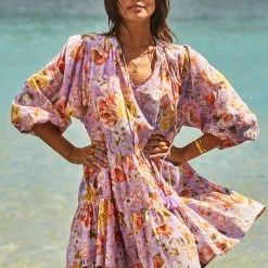 Seafolly Ladies Paradise Garden Tiered Dress- Lilac