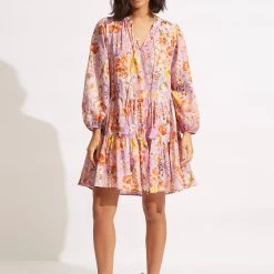 Seafolly Ladies Paradise Garden Tiered Dress- Lilac -Seafolly shop 54731 DR Lilac 3