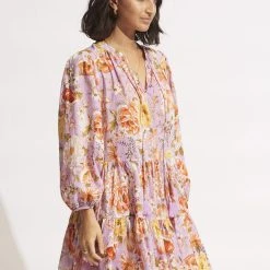 Seafolly Ladies Paradise Garden Tiered Dress- Lilac -Seafolly shop 54731 DR Lilac 4
