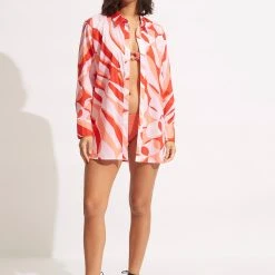 Seafolly Ladies Poolside Shirt - Chintz Pink -Seafolly shop 54732 TO ChintzPin 3