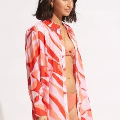 Seafolly Ladies Poolside Shirt - Chintz Pink -Seafolly shop 54732 TO ChintzPin 4