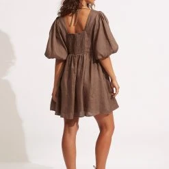 Seafolly Ladies Shoreline Cover Up - Chocolate 10 Seafolly Ladies Shoreline Cover Up - Chocolate -Seafolly shop 54736 CU Chocolate 4