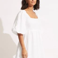 Seafolly Ladies Shoreline Cover Up - White 10 Seafolly Ladies Shoreline Cover Up - White -Seafolly shop 54736 CU White 3