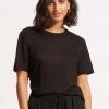 Seafolly Ladies Jersey T-Shirt - Black 2 Seafolly Ladies Jersey T-Shirt - Black -Seafolly shop 54737 TO Black 1
