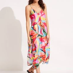 Seafolly Ladies Tropfest Scarf Dress - Aquamarine -Seafolly shop 54743 DR Aquamarine 3