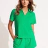 Seafolly Ladies Terry Polo Top - Green -Seafolly shop 54760 TO Green 1