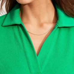 Seafolly Ladies Terry Polo Top - Green -Seafolly shop 54760 TO Green 5