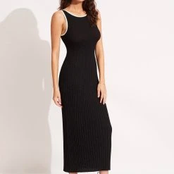 Seafolly Ladies Coral Knit Dress - Black 9 Seafolly Ladies Coral Knit Dress - Black -Seafolly shop 54763 KN Black 3