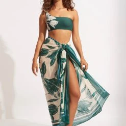 Seafolly Ladies Fleur De Bloom Pareo - Evergreen -Seafolly shop 54783 SG Evergreen 2