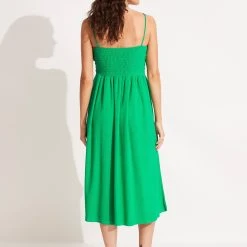 Seafolly Ladies Terry Midi Dress - Green -Seafolly shop 54791 DR Green 5