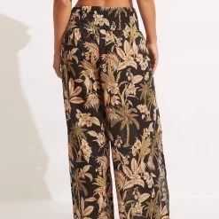 Seafolly Ladies Castaway Shirring Pant - Black -Seafolly shop 54796 PA Black 4