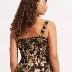 Seafolly Ladies Castaway Shirring Top - Black -Seafolly shop 54797 TO Black 4