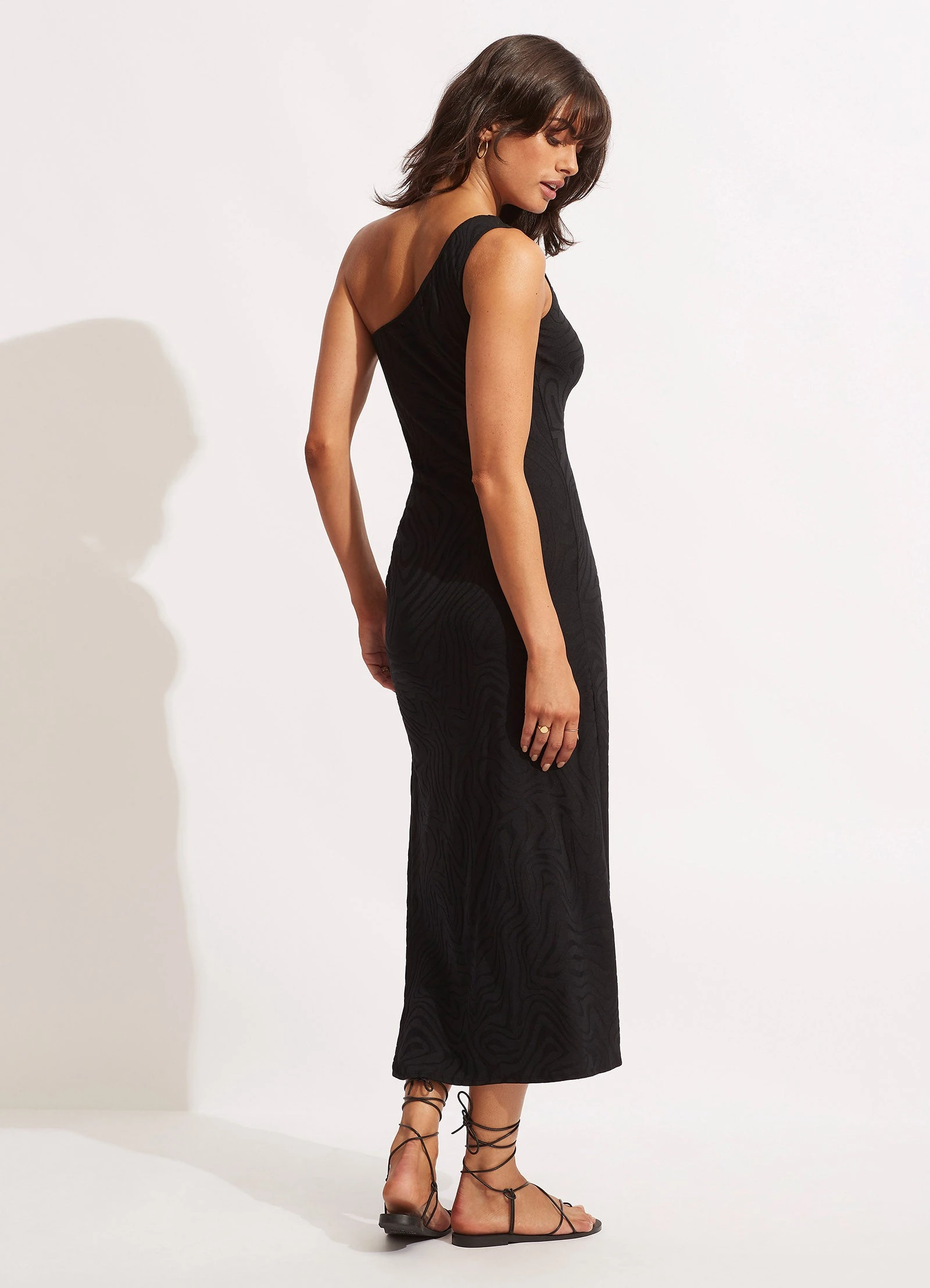Seafolly Ladies Second Wave One Shoulder Midi Dress - Black 7 Seafolly Ladies Second Wave One Shoulder Midi Dress - Black - Image 5