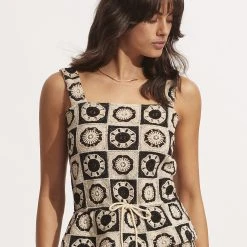 Seafolly Ladies Crochet Drawstring Top - Black/Natural -Seafolly shop 54811 TO Black 21Natu 3