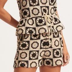 Seafolly Ladies Crochet Short - Black/Natural -Seafolly shop 54812 SH Black 21Natu 3