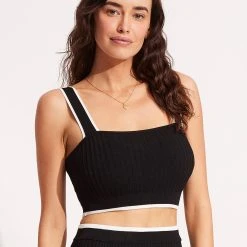 Seafolly Ladies Coral Knit Top - Black -Seafolly shop 54813 KN Black 3