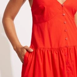 Seafolly Ladies Poplin Maxi Dress - Red -Seafolly shop 54817 DR Red 5