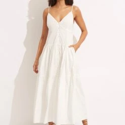 Seafolly Ladies Poplin Maxi Dress - White
