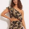 Seafolly Ladies Castaway One Shoulder Top - Black -Seafolly shop 54834 TO Black 1