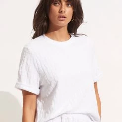 Seafolly Ladies Capri Terry Tee - White -Seafolly shop 54838 TO White 3