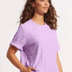 Seafolly Ladies Capri Terry Tee - Wild Rose -Seafolly shop 54838 TO WildRose 3