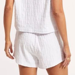 Seafolly Ladies Capri Terry Short - White -Seafolly shop 54839 SH White 4