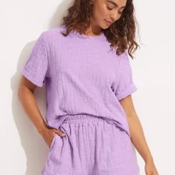 Seafolly Ladies Capri Terry Short - Wild Rose