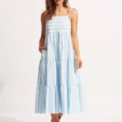 Seafolly Ladies Cabana Tier Maxi - Powder Blue