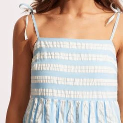Seafolly Ladies Cabana Tier Maxi - Powder Blue -Seafolly shop 54860 DR PowderBlue 6