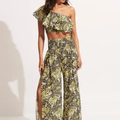 Seafolly Ladies Take Flight Shirring Pant - Wild Lime