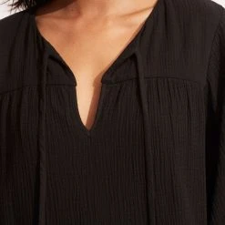 Seafolly Ladies Fallow Textured Cotton Cover Up - Black 9 Seafolly Ladies Fallow Textured Cotton Cover Up - Black -Seafolly shop 54870 CU Black 6