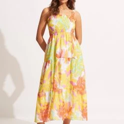 Seafolly Ladies Palm Springs Midi Dress - Lime Light