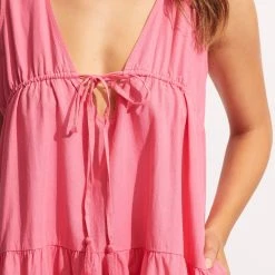 Seafolly Ladies Sunbreak Poplin Dress - Pink -Seafolly shop 54877 DR Pink 6