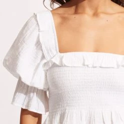 Seafolly Ladies Caspian Shirring Top - White -Seafolly shop 54879 TO White 7