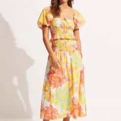 Seafolly Ladies Palm Springs Shirring Skirt - Lime Light -Seafolly shop 54887 SK Limelight 4