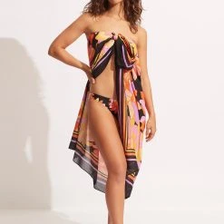 Seafolly Ladies Palm Spring Pareo - Black -Seafolly shop 54899 SG Black 8