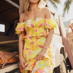 Seafolly Ladies Palm Springs Shirring Top - Lime Light