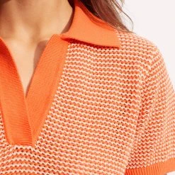 Seafolly Ladies Sunray Knit Polo Top - Mandarin -Seafolly shop 54911 KN Mandarin 7