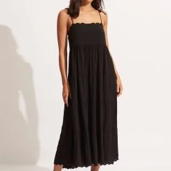 Seafolly Ladies Gia Scallop Midi - Black -Seafolly shop 54917 DR Black 3