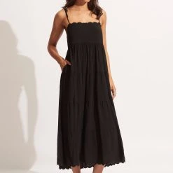 Seafolly Ladies Gia Scallop Midi - Black -Seafolly shop 54917 DR Black 4