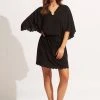 Seafolly Ladies Gia Scallop Kaftan - Black -Seafolly shop 54918 KA Black 3