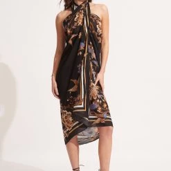 Seafolly Ladies Silk Road Sarong - Black -Seafolly shop 54933 SG Black 7