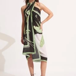 Seafolly Ladies Palm Paradise Pareo - Black -Seafolly shop 54946 SG Black 7