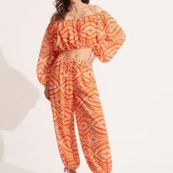 Seafolly Ladies Zanzibar Crop Top - Mandarin -Seafolly shop 54953 TO Mandarin 4