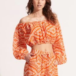 Seafolly Ladies Zanzibar Crop Top - Mandarin -Seafolly shop 54953 TO Mandarin 5