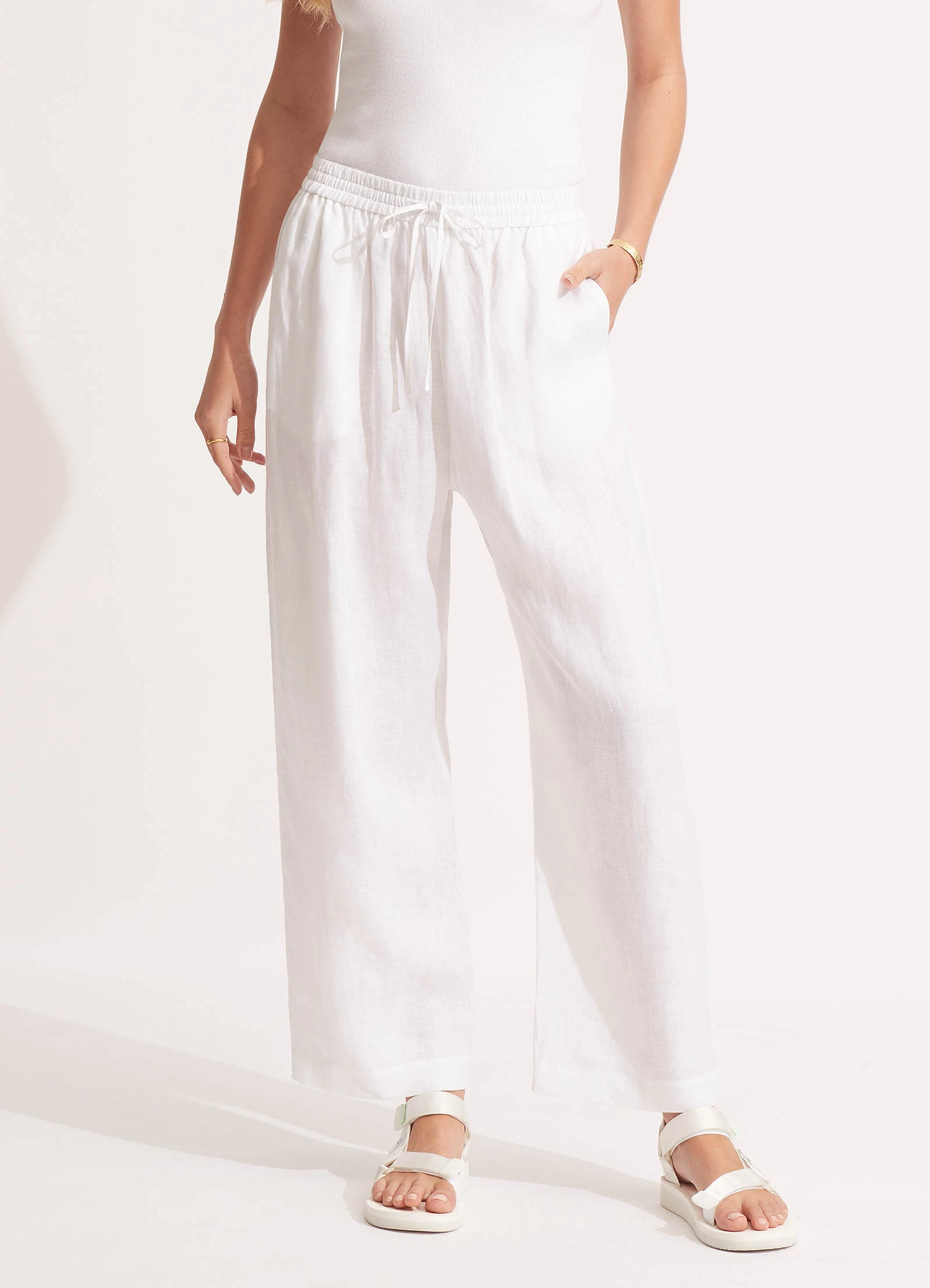 Seafolly Ladies Linen Pant - White 4 Seafolly Ladies Linen Pant - White - Image 2