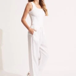 Seafolly Ladies Linen Pant - White 9 Seafolly Ladies Linen Pant - White -Seafolly shop 54980 PA White 5